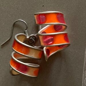 Small orange and pink earrings from Italy new condition